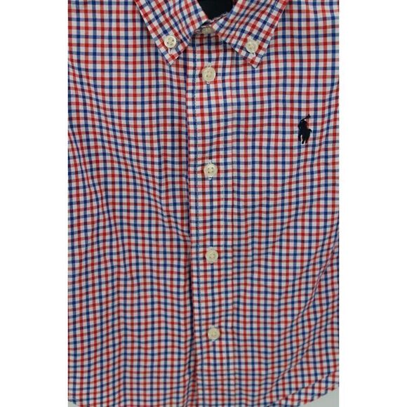 RALPH LAUREN 18M BOYS BUTTON DOWN SHIRT RED WHITE BLUE GINGHAM PLAID - Picture 4 of 7